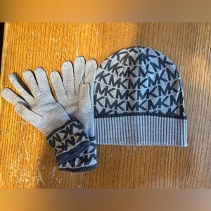 Gray Michael Kors hat and gloves set